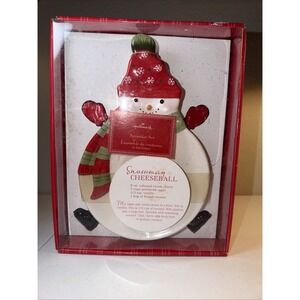 Hallmark Snowman Cheese Spreader Set Christmas Xmas Plate with 4 Spreaders NEW